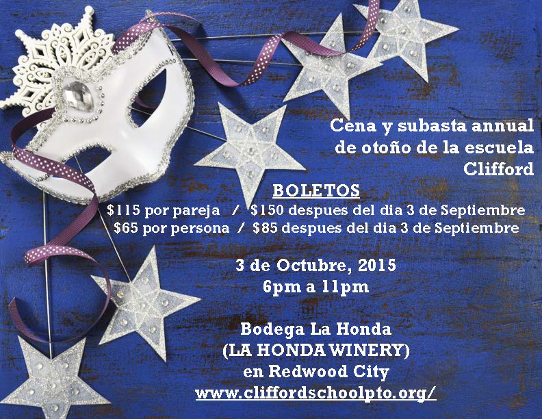 Clifford's Annual Fall Dinner Auction Ticket info poster Spanish