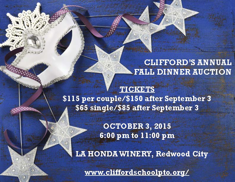 Clifford's Annual Fall Dinner Auction Ticket info poster