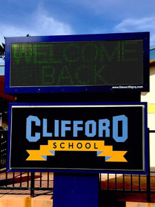 Clifford Elementary sign reading Welcome Back